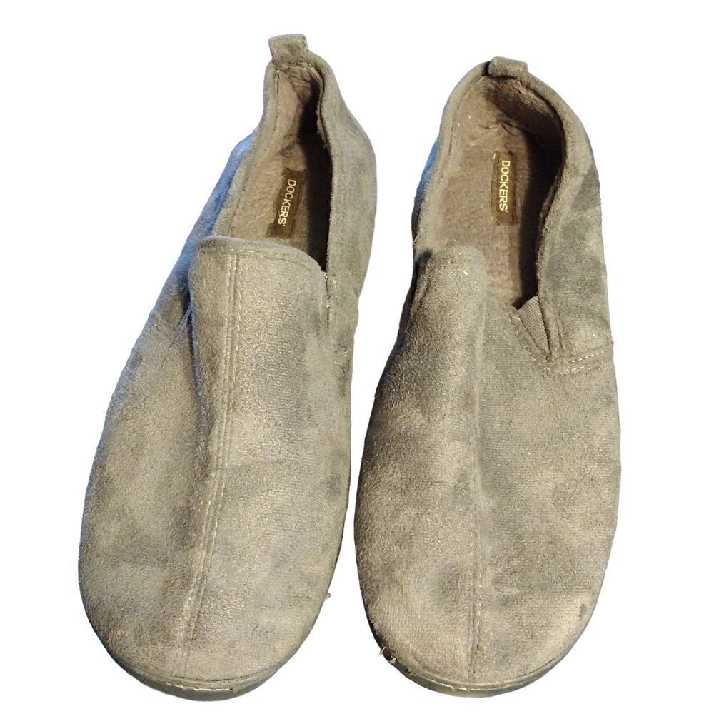 DOCKERS MEN'S GRAY COMFORT ROUND TOE SLIP ON SLIPPERS SIZE 11-12 XL lightly used